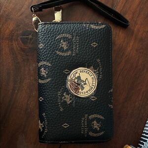 Beverly Hills Polo Club Black and Gold Wristlet